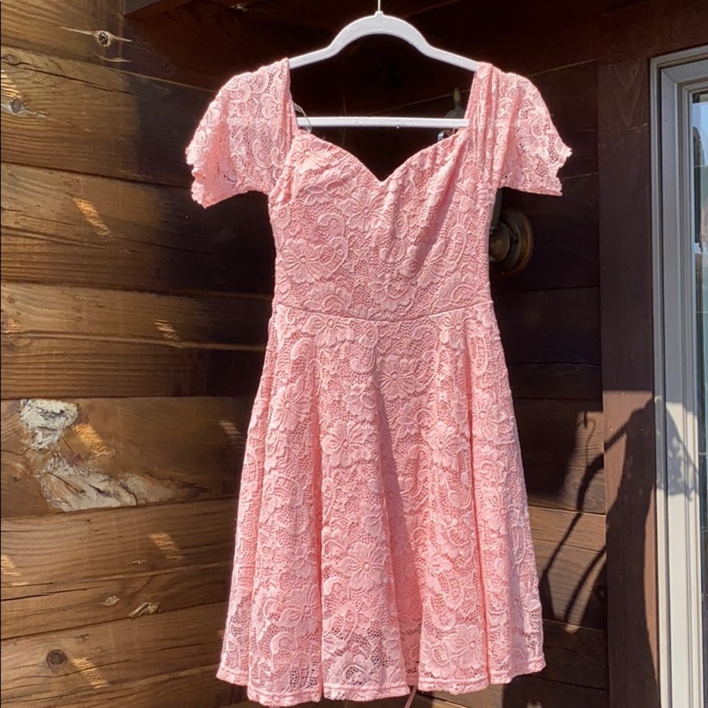 A pink lacy dress